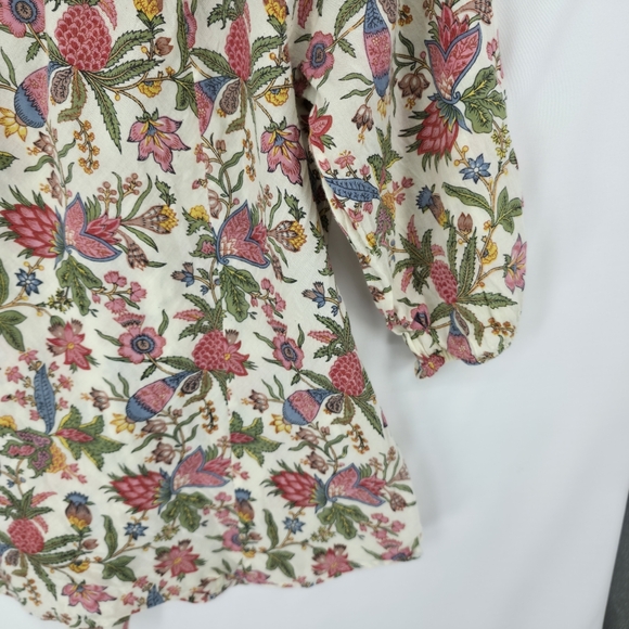 Lucky Brand India Cotton Boho Floral Peasant Blouse Keyhole Cottagecore Medium - Picture 9 of 14